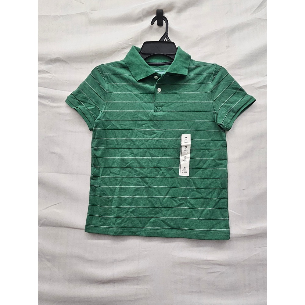 Cat & Jack Boys Striped Polo Shirt Green Cotton Blend Casual Size Medium